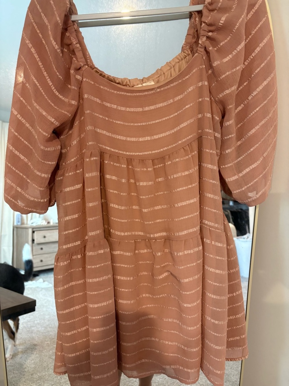 By Together Rust Metallic-Stripe Mini Dress